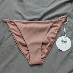 Tori Praver bikini bottoms ribbed sparkle pink